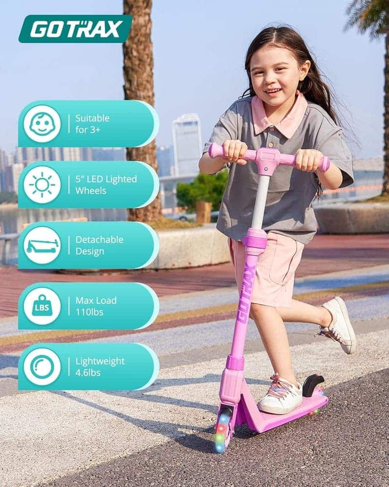 Kids' Kick Scooter with LED Wheels, Adjustable Handlebars