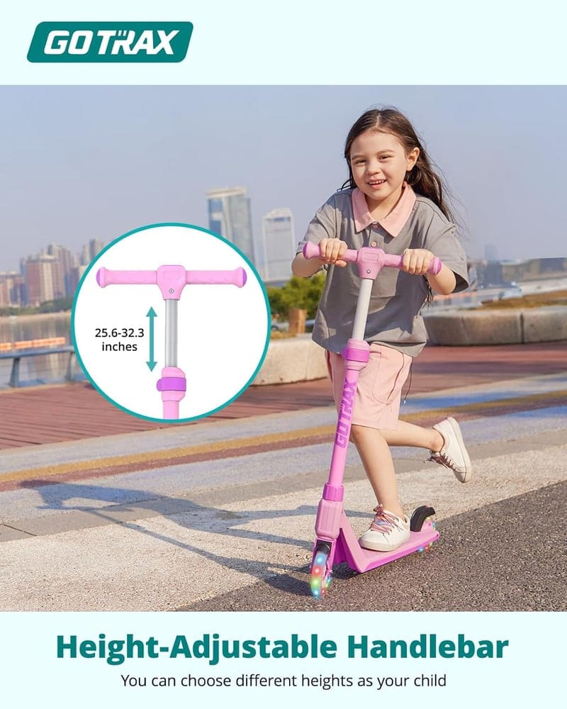 Kids' Kick Scooter with LED Wheels, Adjustable Handlebars