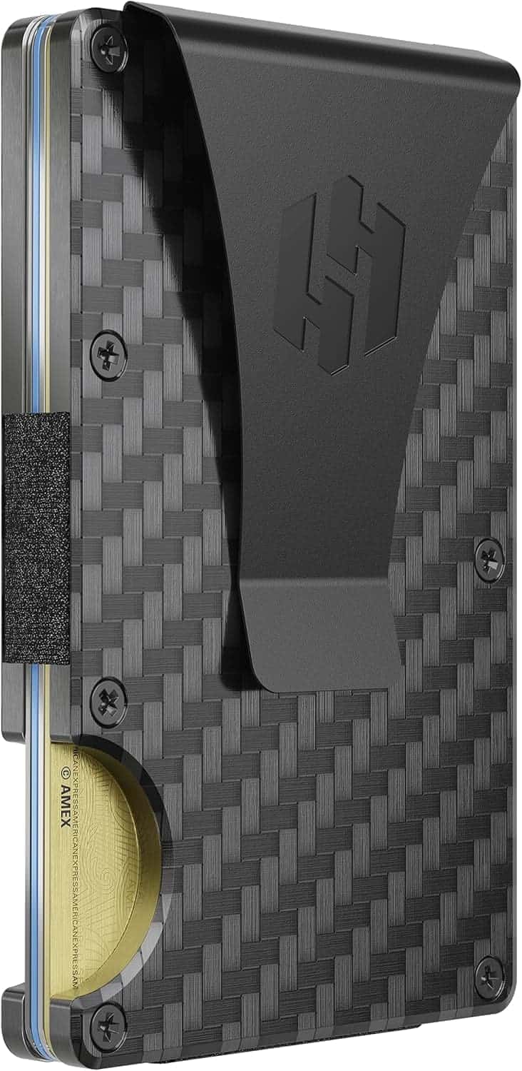 Slim RFID-Blocking Men's Wallet with Carbon Fiber Money Clip