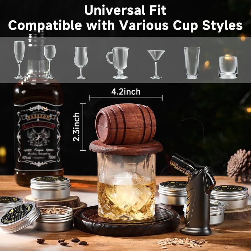 Birthday Whiskey Smoker Kit for Men with Torch & Glasses