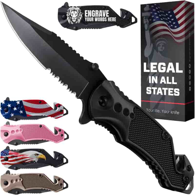 EDC Tactical Folding Knife: Serrated Blade & Glass Breaker