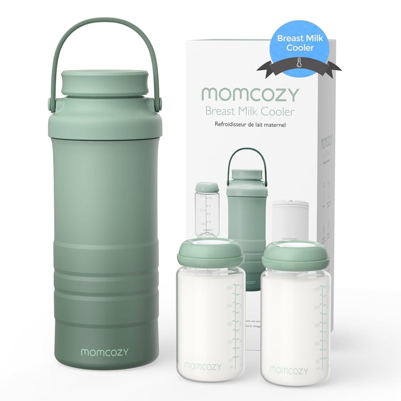 Portable Breast Milk Cooler, 22oz Travel Chiller with Bottles, Green