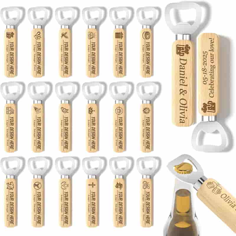 Personalized Wood Bottle Opener with Engraved Handle for Events