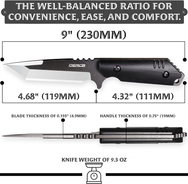 Tactical Survival Knife with Kydex Sheath