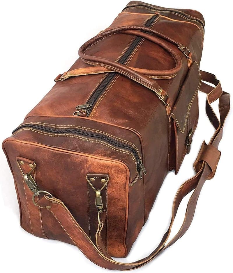 Vintage Leather Duffel Bag, Handcrafted, 28