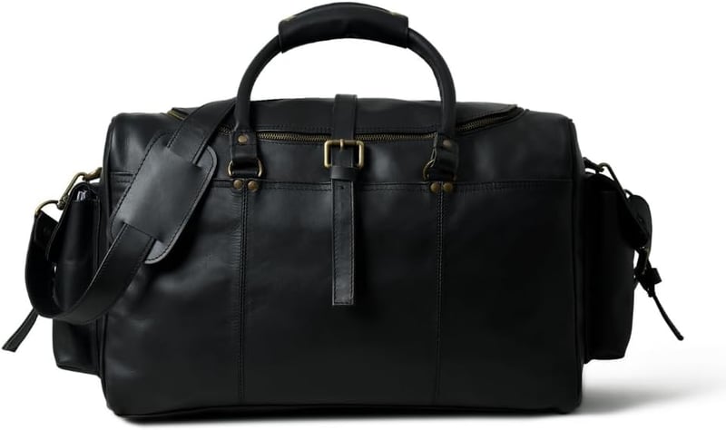Leather Travel Duffel Bag - Black, Full Grain