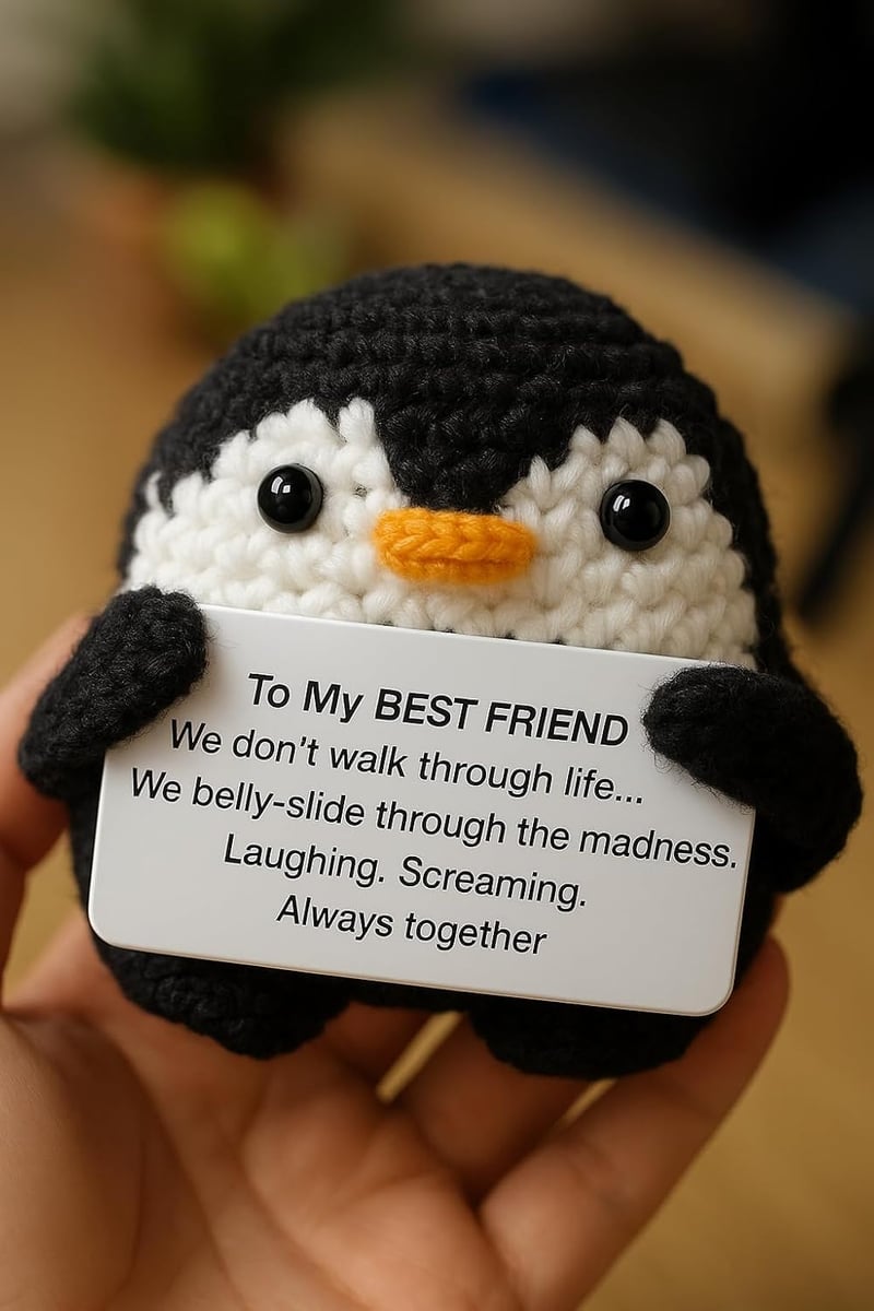 Birthday Gifts: Handmade Mini Crochet Positive Penguin