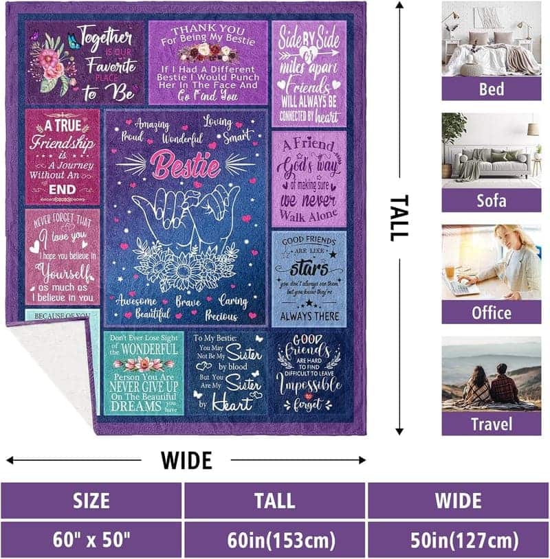 Best Friend Birthday Blanket for Women, 60