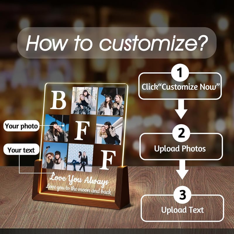 Birthday Custom Acrylic Plaque Frame with Night Light
