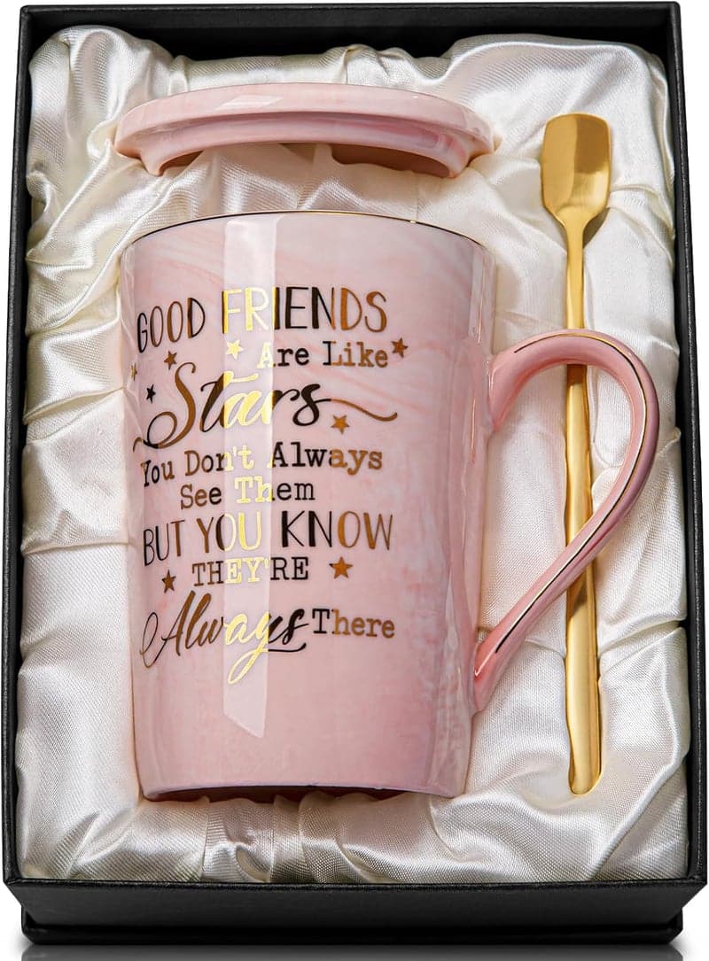 Birthday Women's Friendship Ceramic Mug, Marble Gold, 14 oz