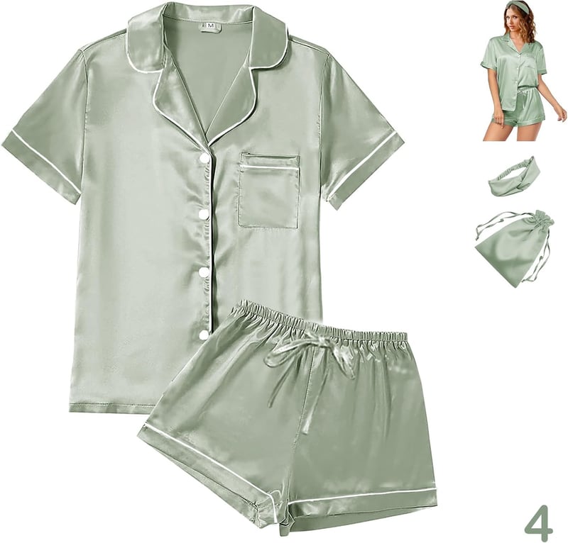 Women's Satin Floral Pajama Set XS-4XL