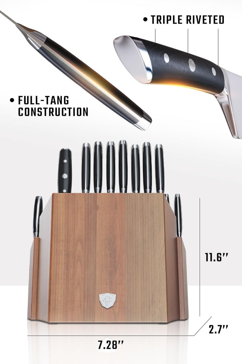18pc German Steel Knife Set with Acacia Block