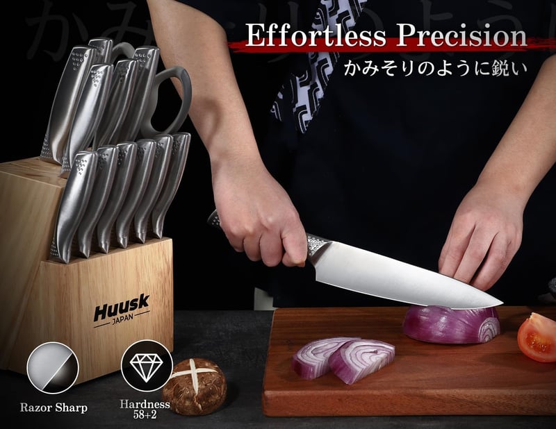 14-Piece Stainless Steel Knife Set with Sharpener