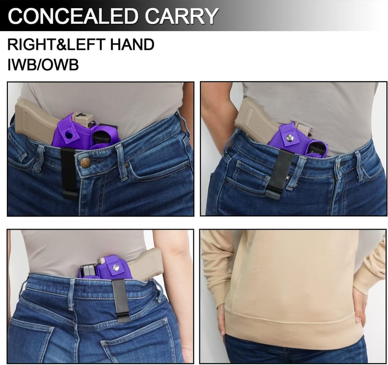 Universal Concealed Carry Gun Holster with Mag Pouch, IWB/OWB