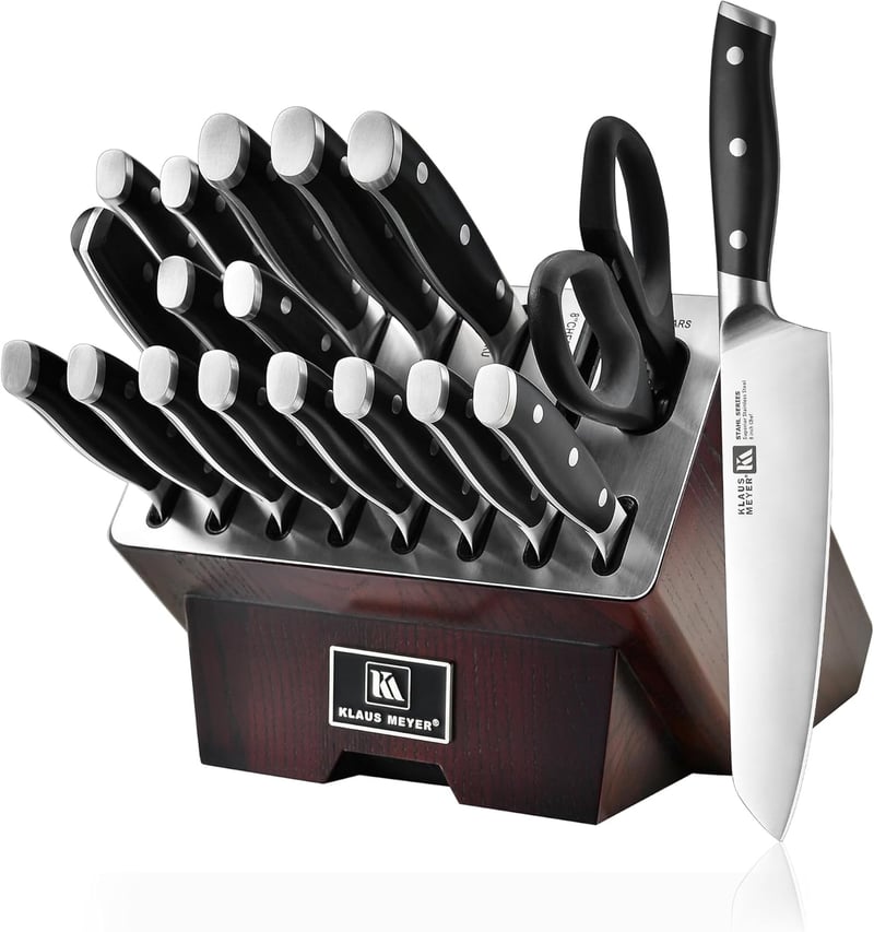 19-Piece German Steel Knife Block Set (Black)