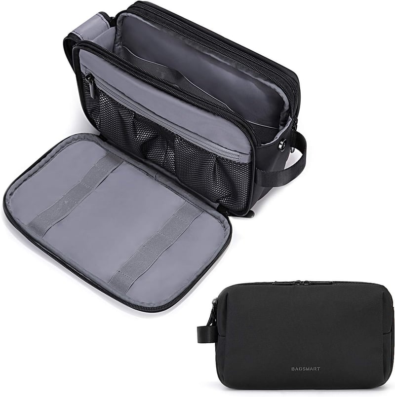 Men's Travel Toiletry Bag, Water-Resistant Dopp Kit, Black