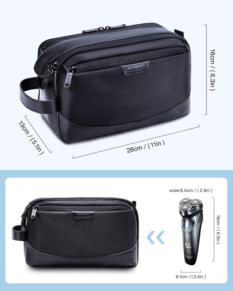 Men's Black Travel Toiletry Bag - Water-Resistant Organizer