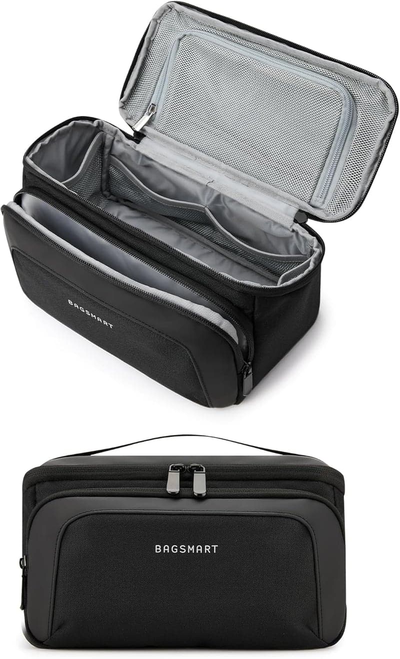 Men's Travel Toiletry Bag, Water-Resistant Dopp Kit, Black