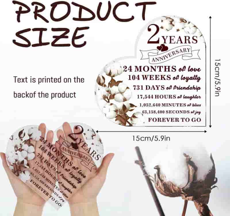 2nd Anniversary Cotton Flower Acrylic Decor for Couples