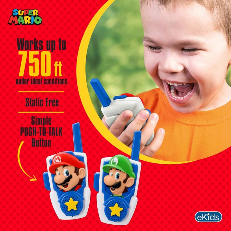 Super Mario Walkie Talkies for Kids, Long-Range Two-Way Radios