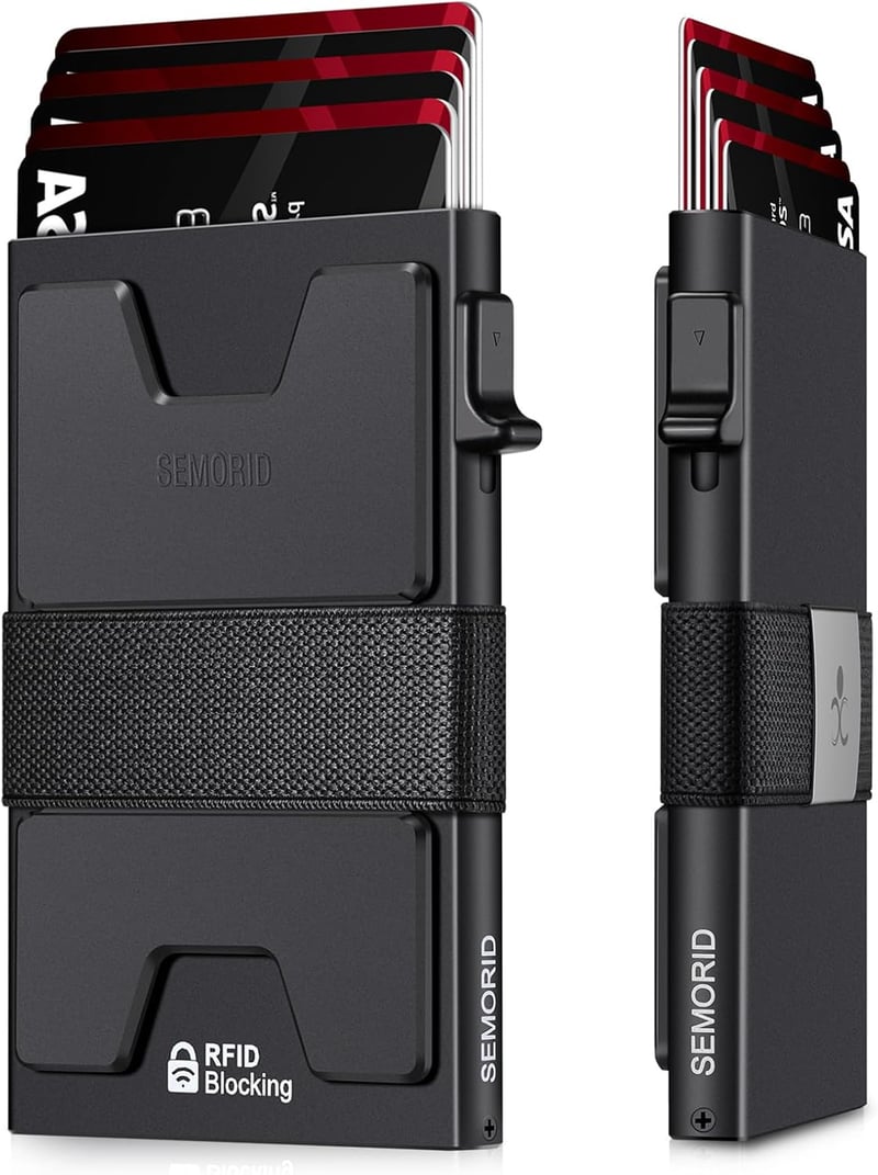 RFID Blocking Slim Aluminum Wallet for Men, Holds 12+ Cards