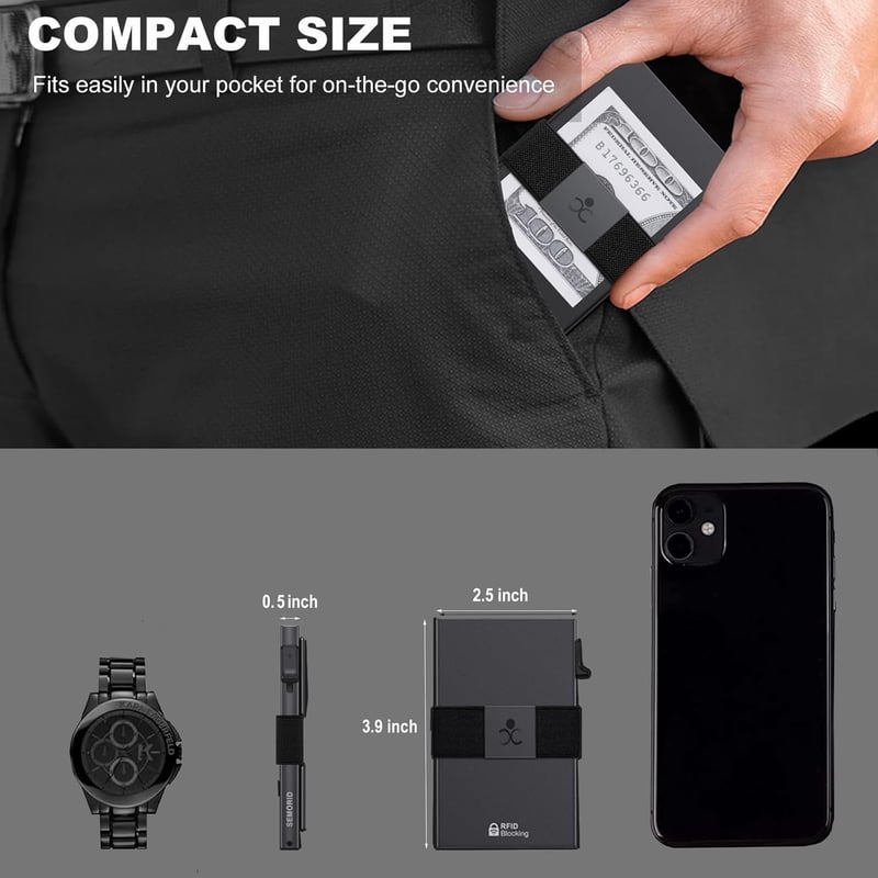 RFID Blocking Slim Aluminum Wallet for Men, Holds 12+ Cards