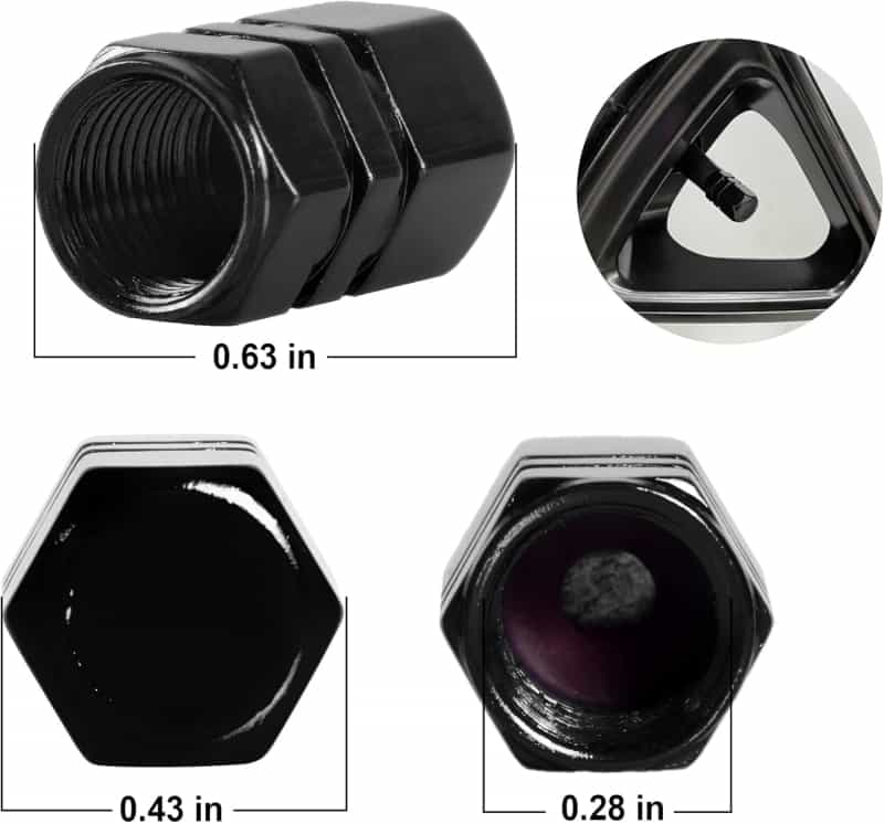Universal Black Tire Valve Stem Caps - Set of 12 for Vehicles