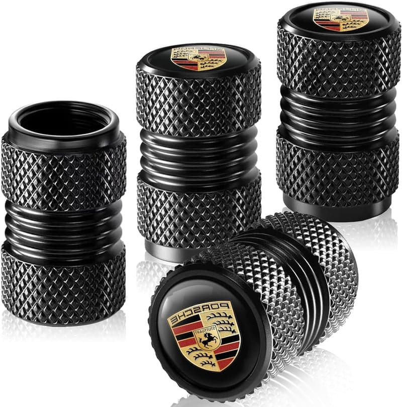 Black Aluminum Alloy Tire Valve Stem Caps, Leak-Proof & Durable