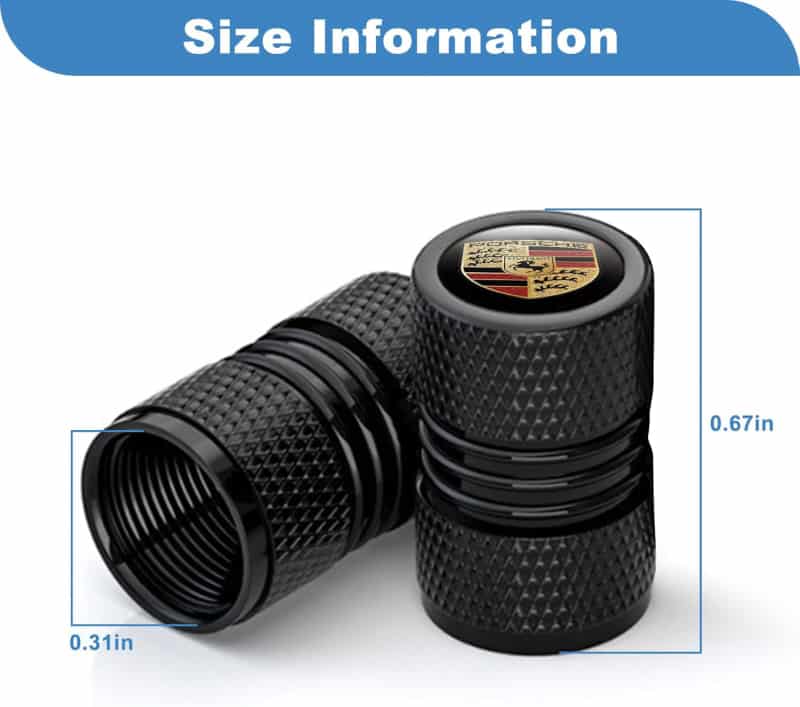 Black Aluminum Alloy Tire Valve Stem Caps, Leak-Proof & Durable