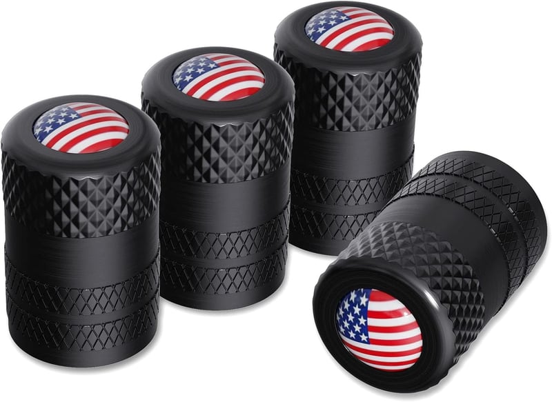 American Flag Valve Stem Caps, Aluminum, 4-Pack