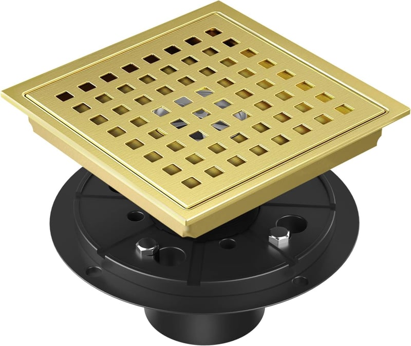 Brushed Gold Shower Drain Kit with Hair Strainer