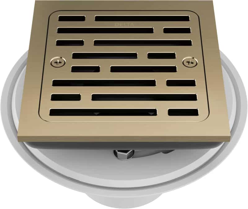 Square Tile-In Shower Drain, Champagne Gold