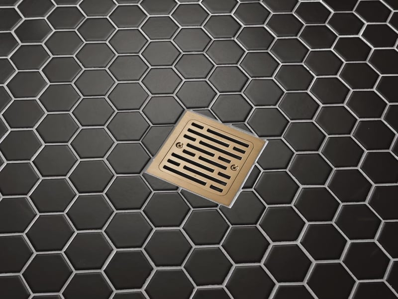 Square Tile-In Shower Drain, Champagne Gold