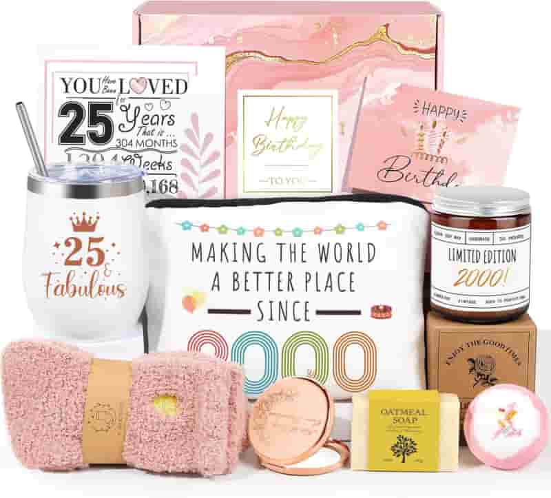 25th Birthday Gift Basket for Women – 9-Piece Set