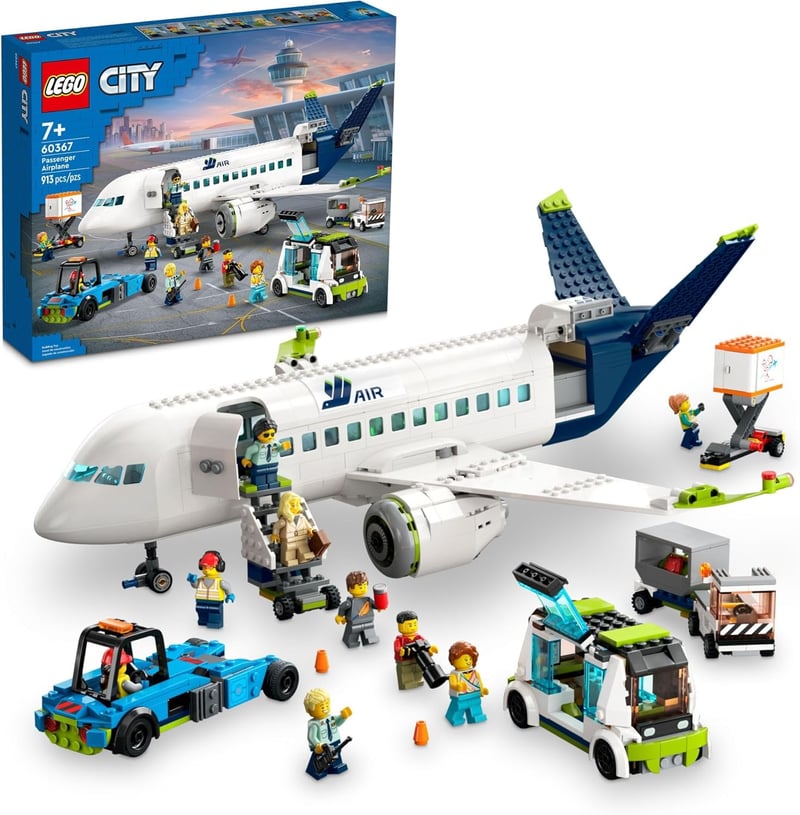 LEGO City Passenger Airplane Toy Set with 9 Minifigures, Ages 7+