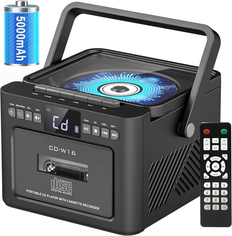 Bluetooth Boombox CD Player with Speakers & Remote