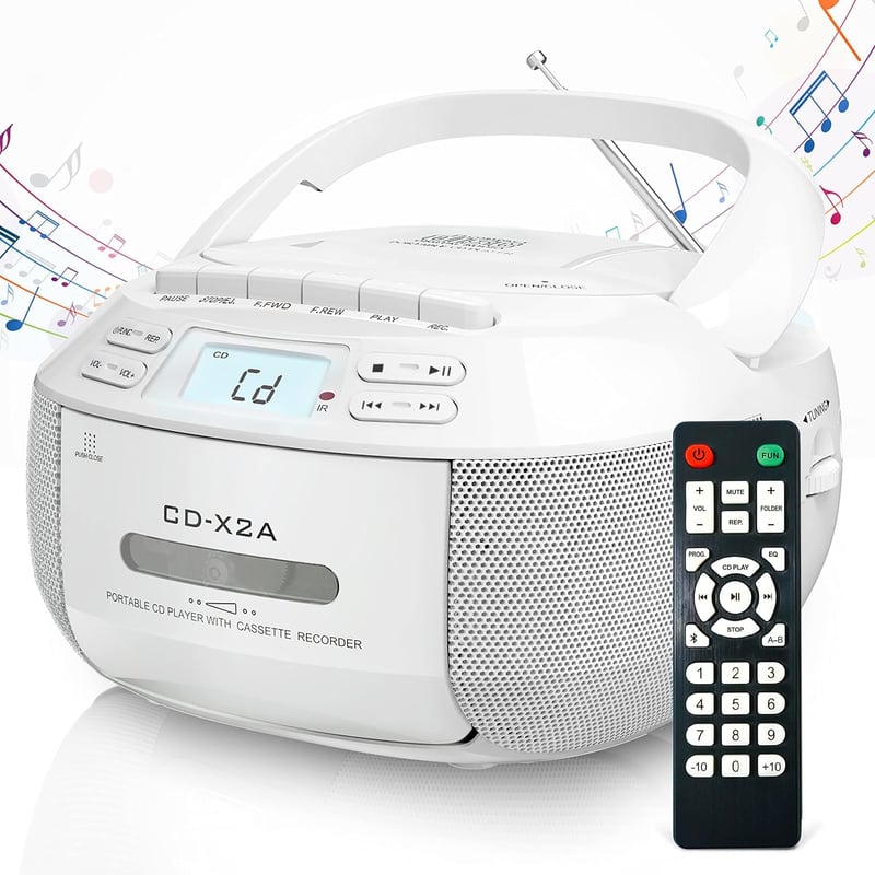 Boombox CD & Cassette Player with Bluetooth & Radio