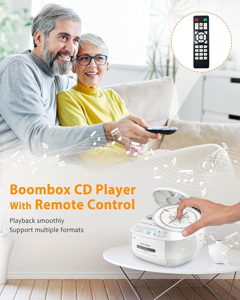 Boombox CD & Cassette Player with Bluetooth & Radio