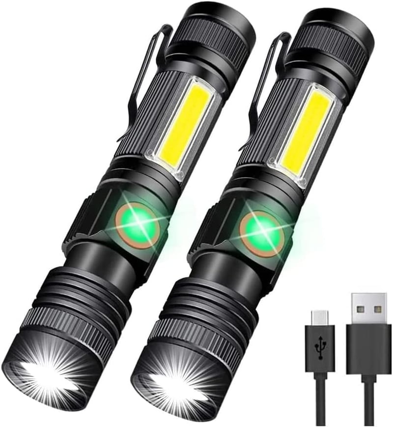Rechargeable LED Flashlight with Magnetic Base, Zoomable, Waterproof