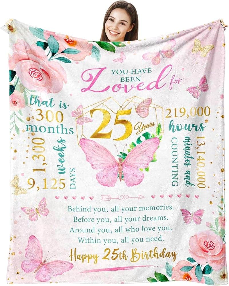 25th Birthday Throw Blanket for Women, 60x50 Inch
