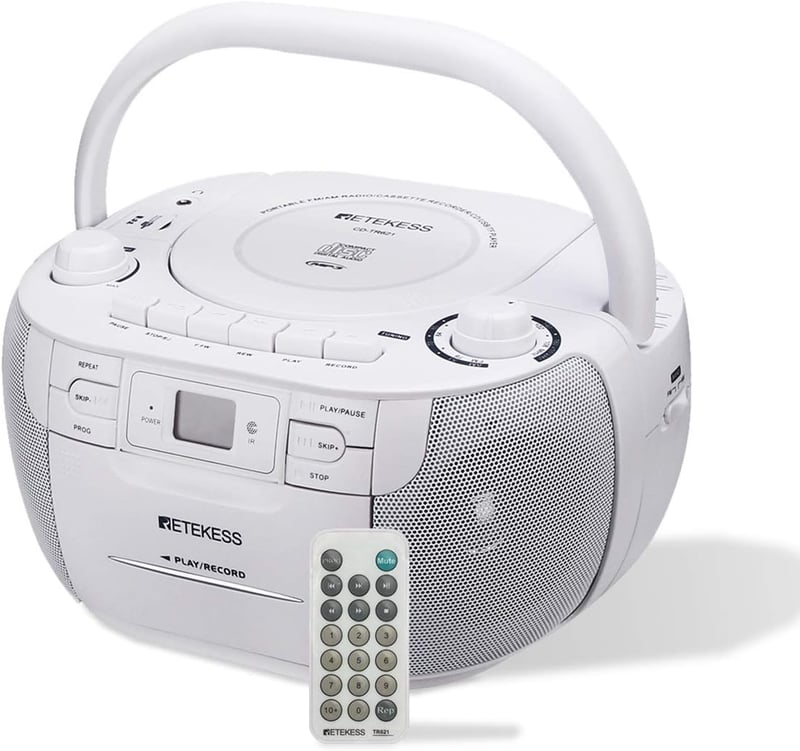 Portable CD & Cassette Player Boombox with AM/FM Radio
