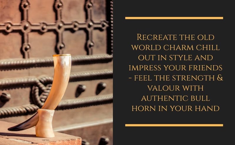 Viking Drinking Horn with Stand, 15-20 Oz Gift for Men