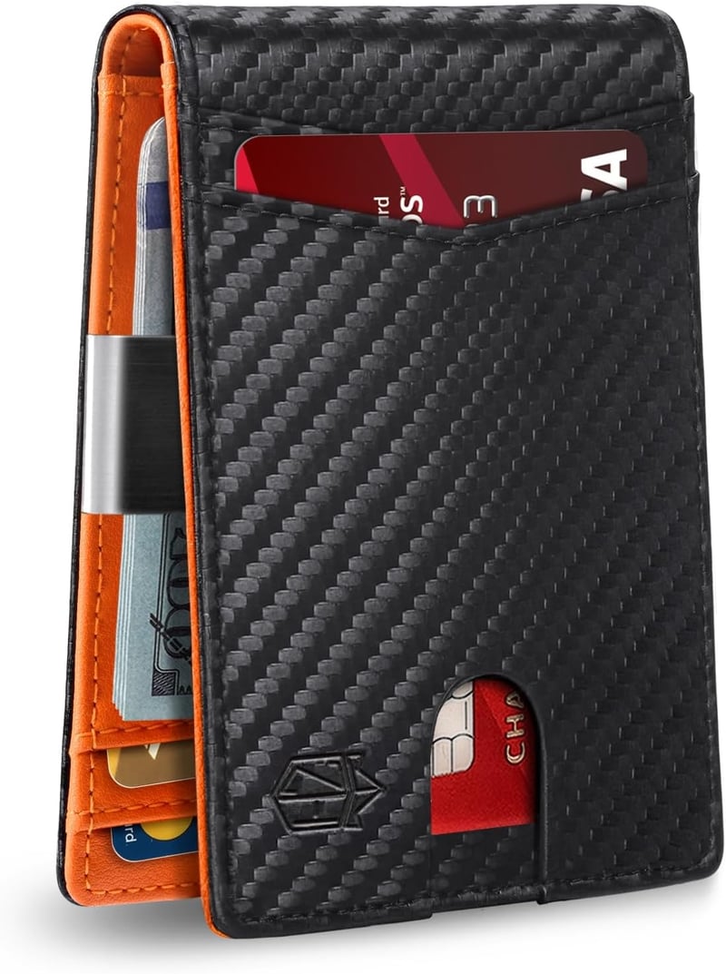 Dad's Slim Leather Wallet with RFID, Money Clip & 12 Card Slots