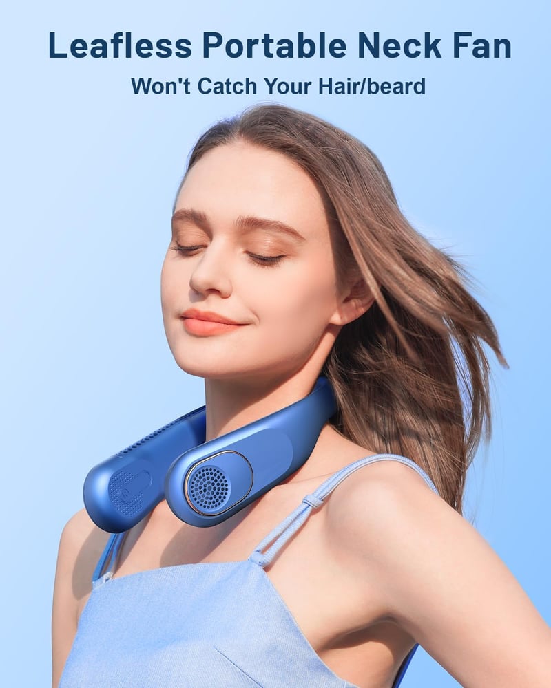 Portable Neck Fan - USB Rechargeable Cooling Gift for Travel