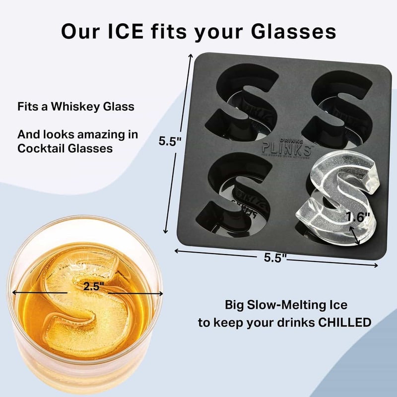 Personalized Letter S Ice Cube Mold for Whiskey & Cocktails