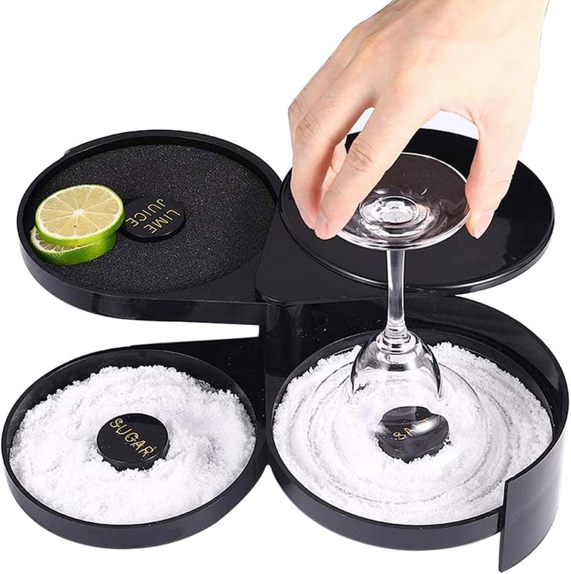 Cocktail Glass Rimmer Bar Tool, 3-Tier Salt Box