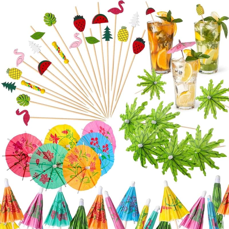 Beach Party Drink Accessories: Umbrellas & Fruit Picks