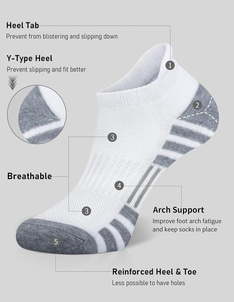 Athletic Ankle Socks - Cushioned Low-Cut (6 Pairs)