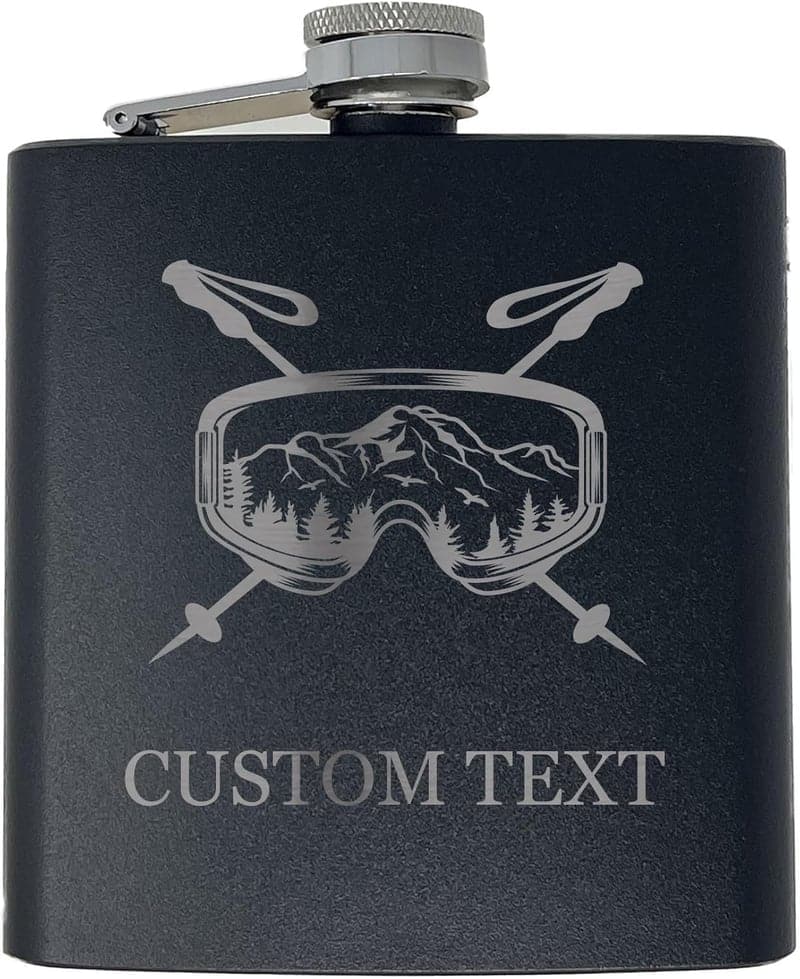 Personalized Black Stainless Steel Flask, 6 oz, Laser Engraved