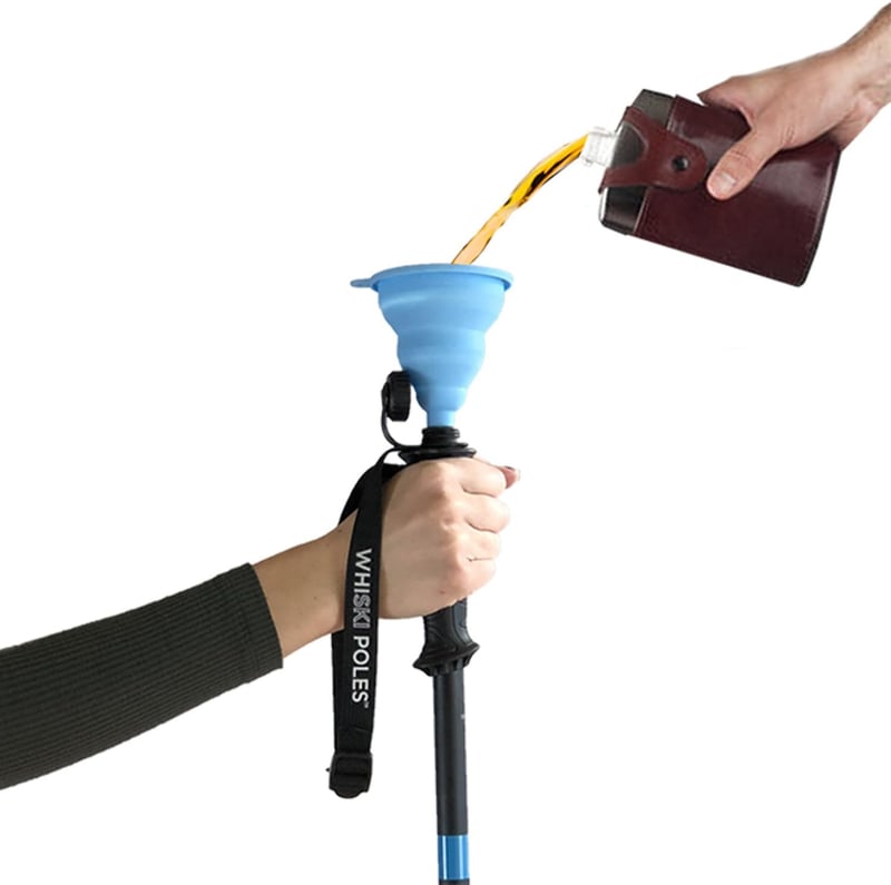 Ski Pole Flasks 16 oz with Funnel & Stickers Gift Set